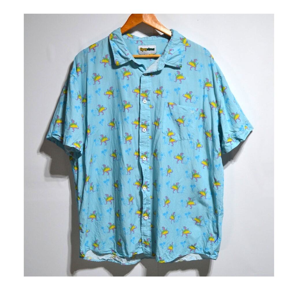Tipsy Elves Tacosaurus Hawaiian Men's Button-Down Shirt Size XXL